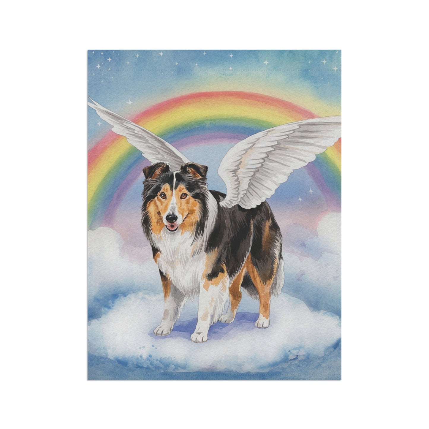 Printify Home Decor Rainbow Bridge Rough Collie, Loss of Pet Garden Flag, Yard Spring Decor, Grieving Gardener Memorial Gift