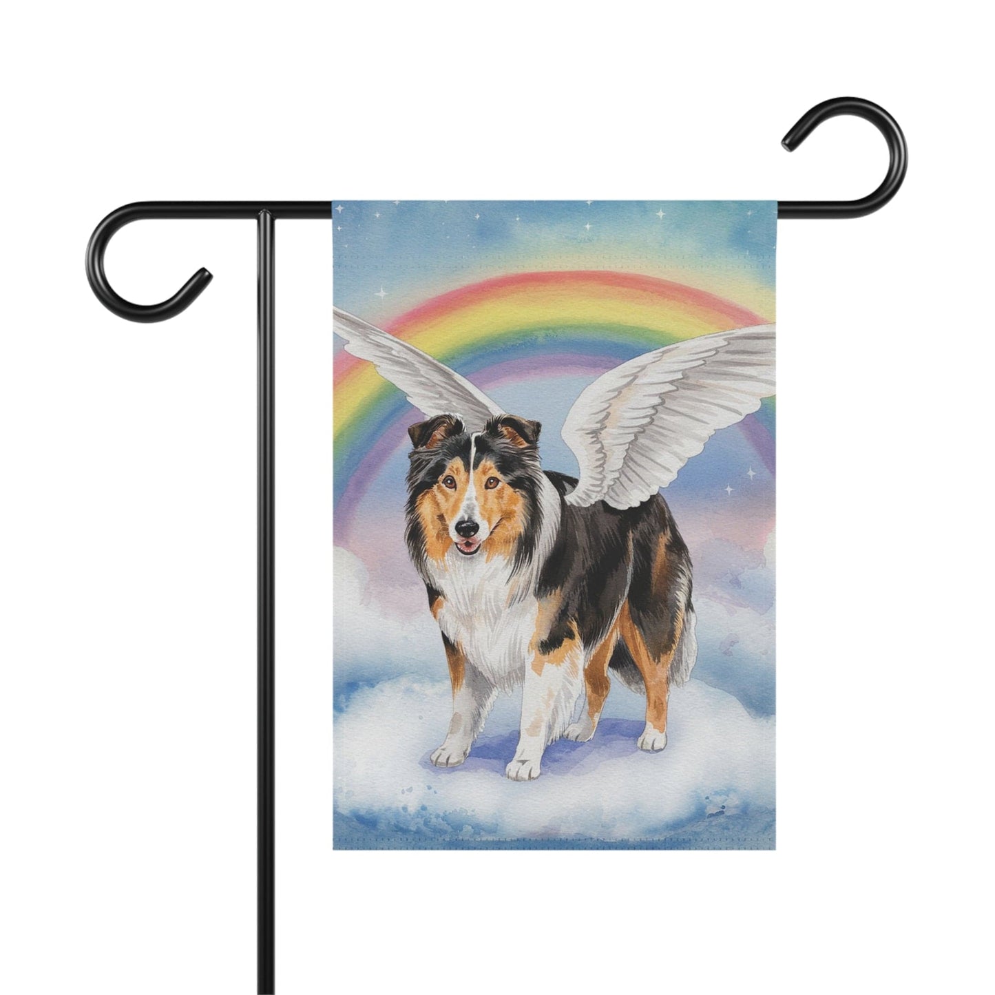 Printify Home Decor 12'' × 18'' Rainbow Bridge Rough Collie, Loss of Pet Garden Flag, Yard Spring Decor, Grieving Gardener Memorial Gift