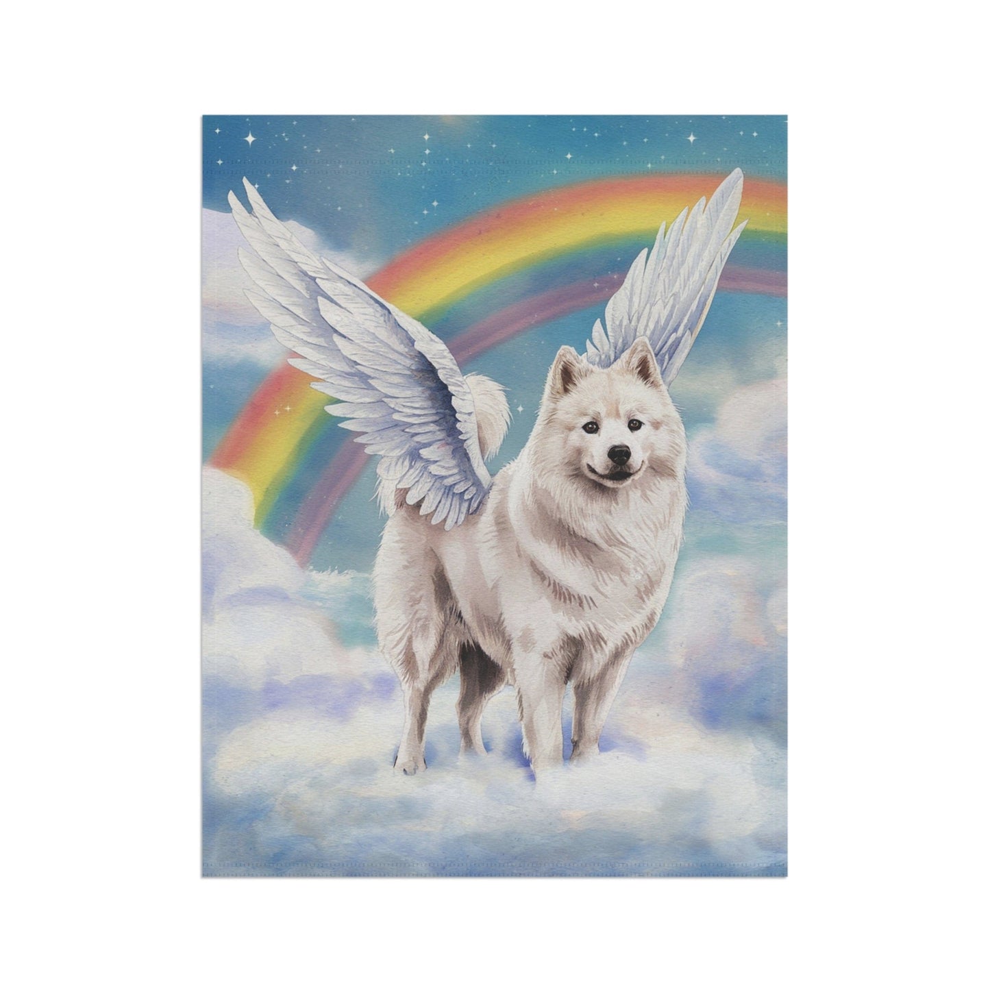 Printify Home Decor Rainbow Bridge Samoyed, Loss of Pet Garden Flag, Front Yard Spring Decor, Grieving Angel Dog Owner