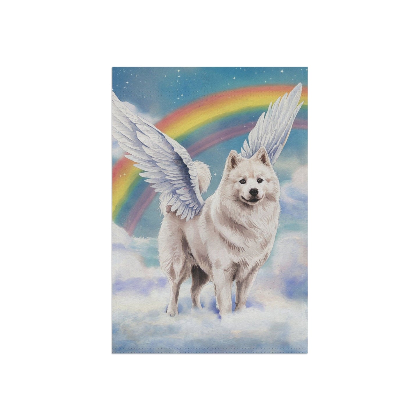 Printify Home Decor Rainbow Bridge Samoyed, Loss of Pet Garden Flag, Front Yard Spring Decor, Grieving Angel Dog Owner