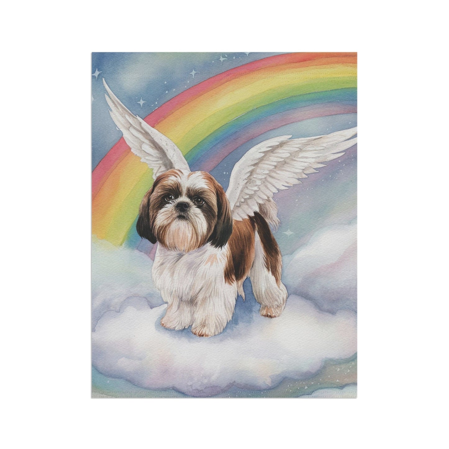 Printify Home Decor Rainbow Bridge Shih Tzu Garden Flag, In Memory Of Loss of Dog, Yard Spring Decor, Grieving Pet Death