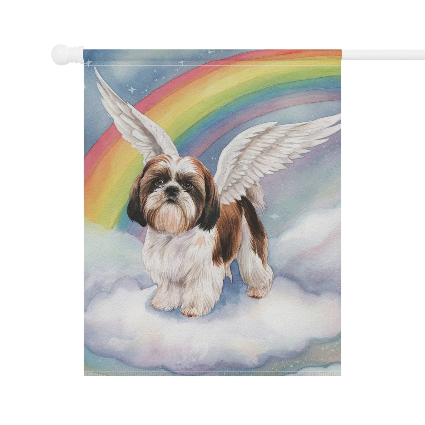 Printify Home Decor Rainbow Bridge Shih Tzu Garden Flag, In Memory Of Loss of Dog, Yard Spring Decor, Grieving Pet Death