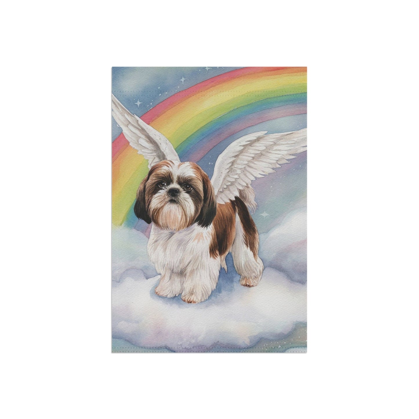 Printify Home Decor Rainbow Bridge Shih Tzu Garden Flag, In Memory Of Loss of Dog, Yard Spring Decor, Grieving Pet Death