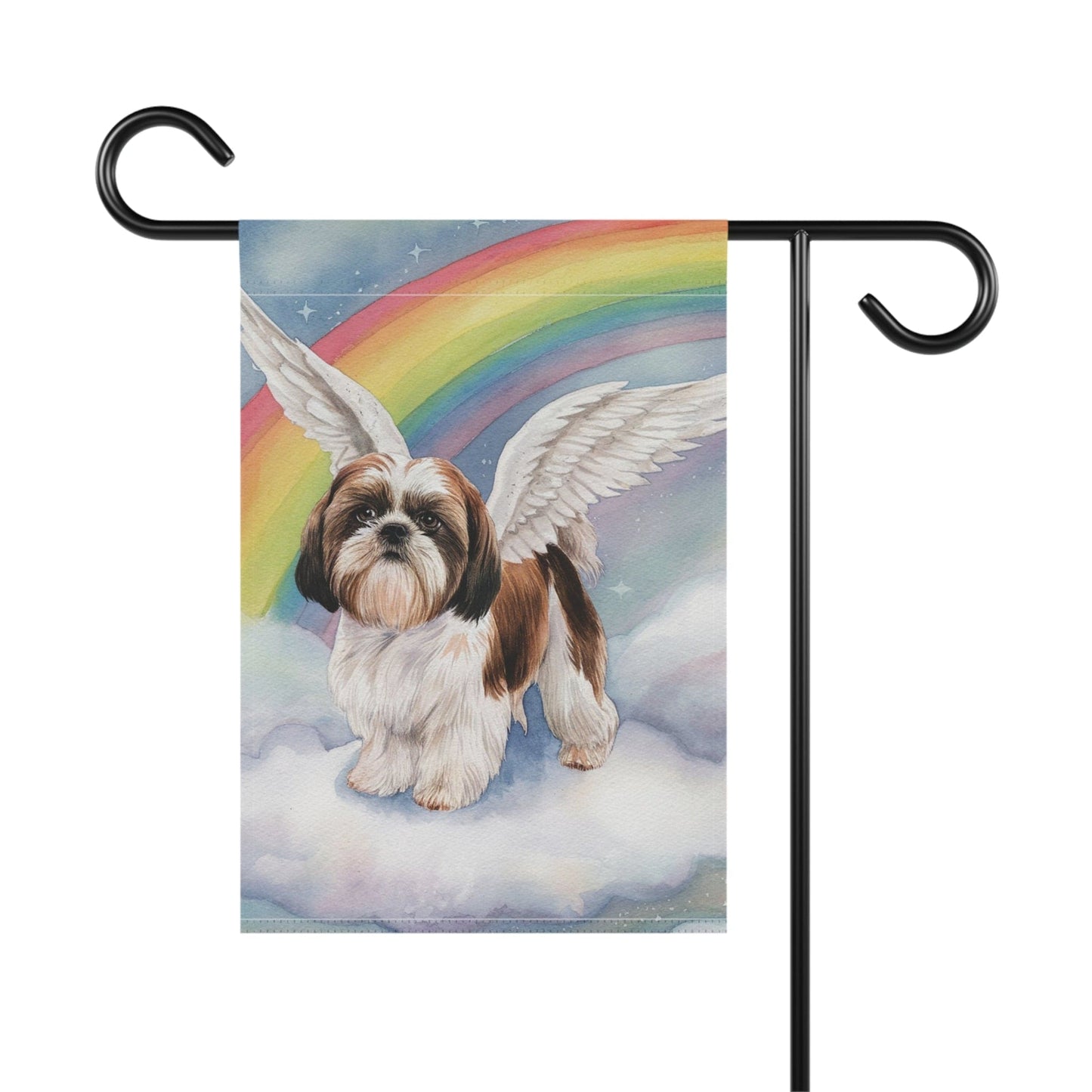 Printify Home Decor Rainbow Bridge Shih Tzu Garden Flag, In Memory Of Loss of Dog, Yard Spring Decor, Grieving Pet Death