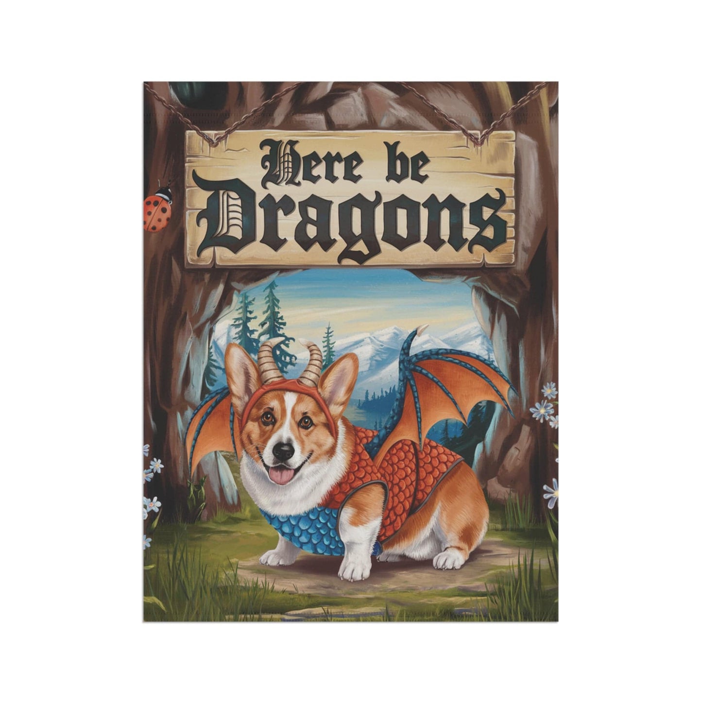Printify Home Decor Red Corgi Dog Dragon, Garden Flag, Fantasy Pet Adventure, Yard Spring Decor