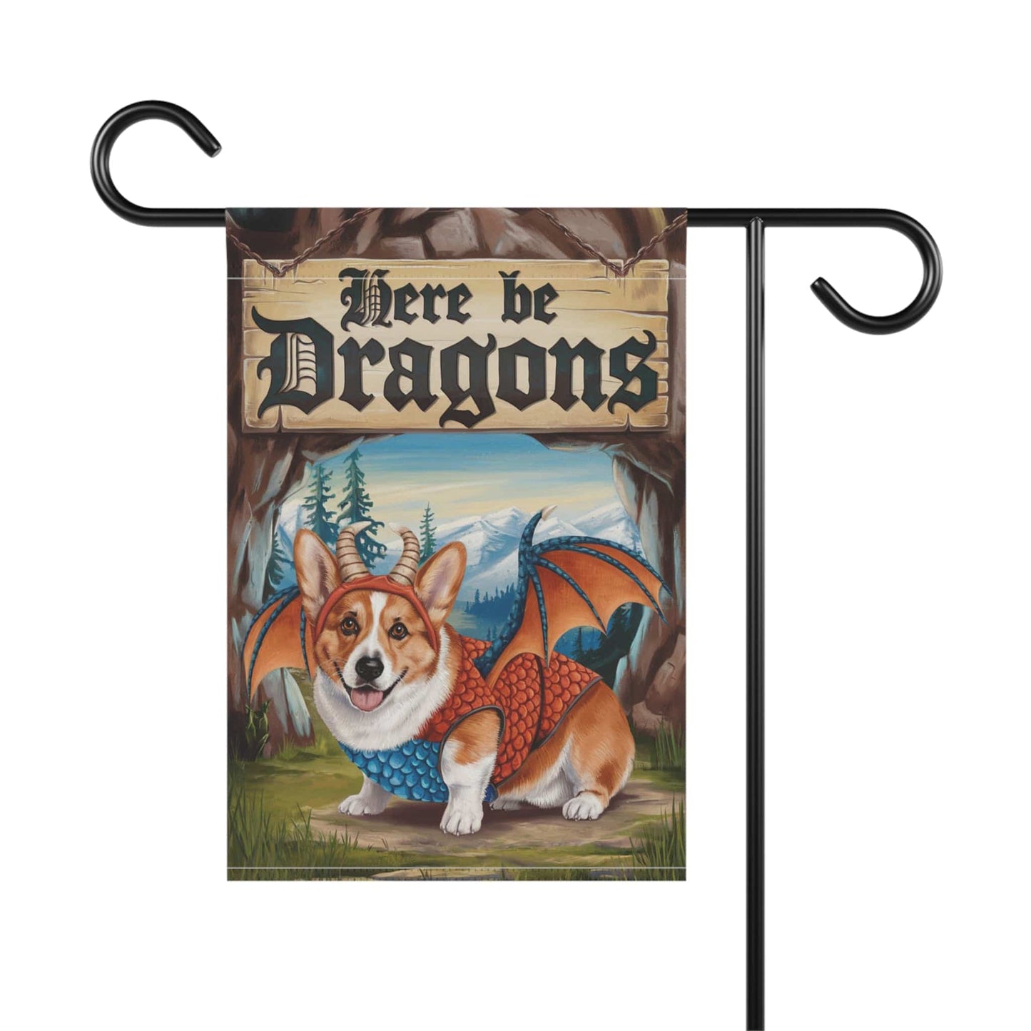 Printify Home Decor Red Corgi Dog Dragon, Garden Flag, Fantasy Pet Adventure, Yard Spring Decor
