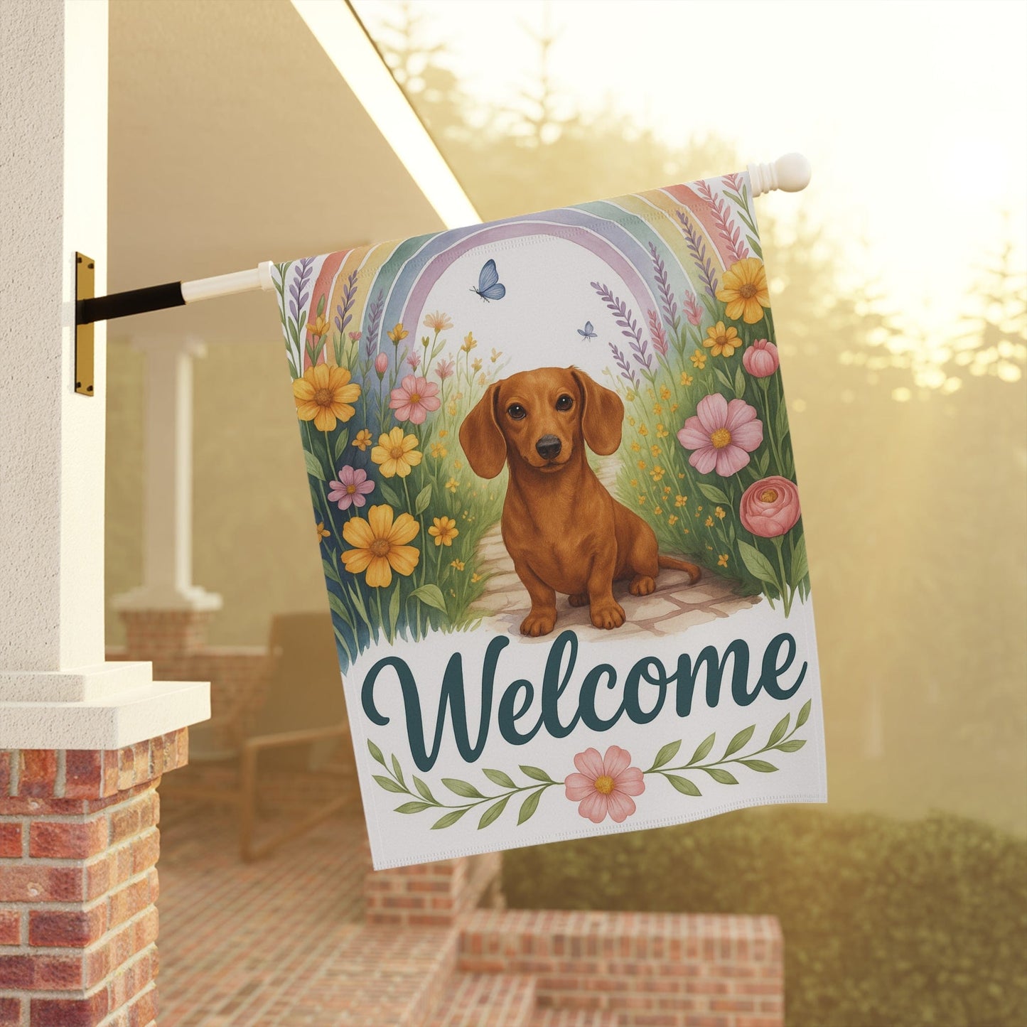 Red Dachshund Welcome Garden Decor