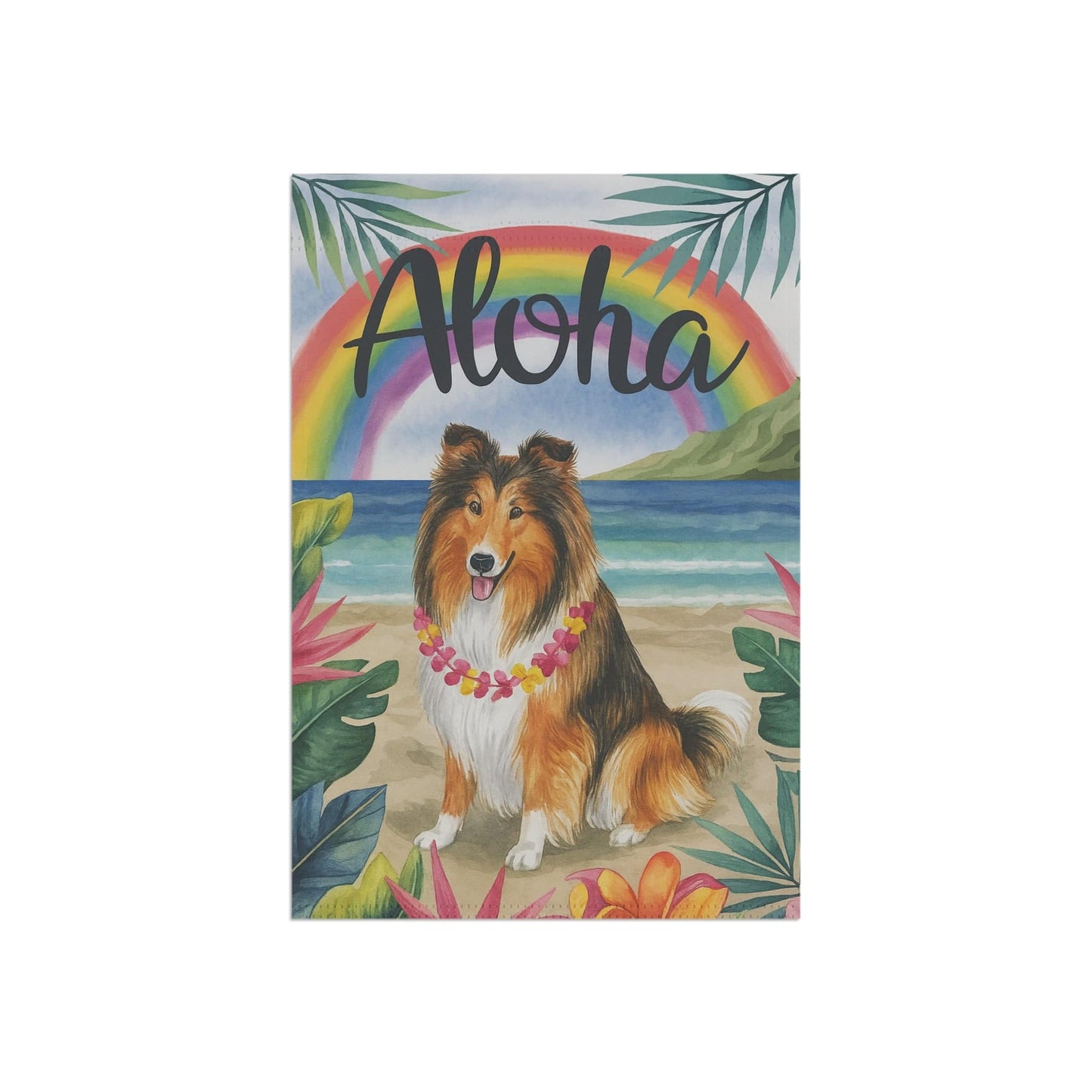 Printify Garden Flag Rough Collie Dog Aloha Luau Garden Flag