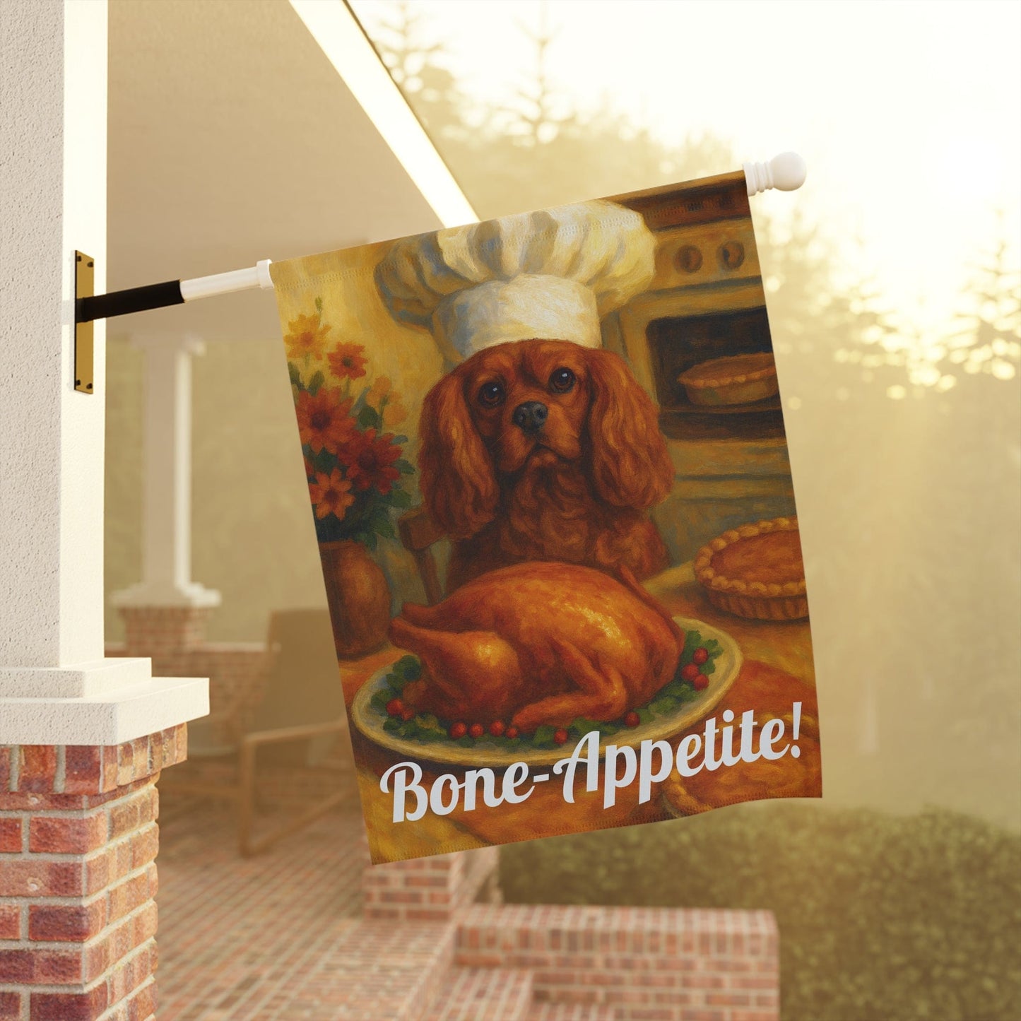 Ruby Cavalier Bone-Appetite Garden Flag