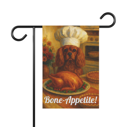 Ruby Cavalier Bone-Appetite Garden Flag