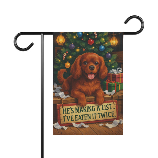 Ruby Cavalier Funny Christmas Flag