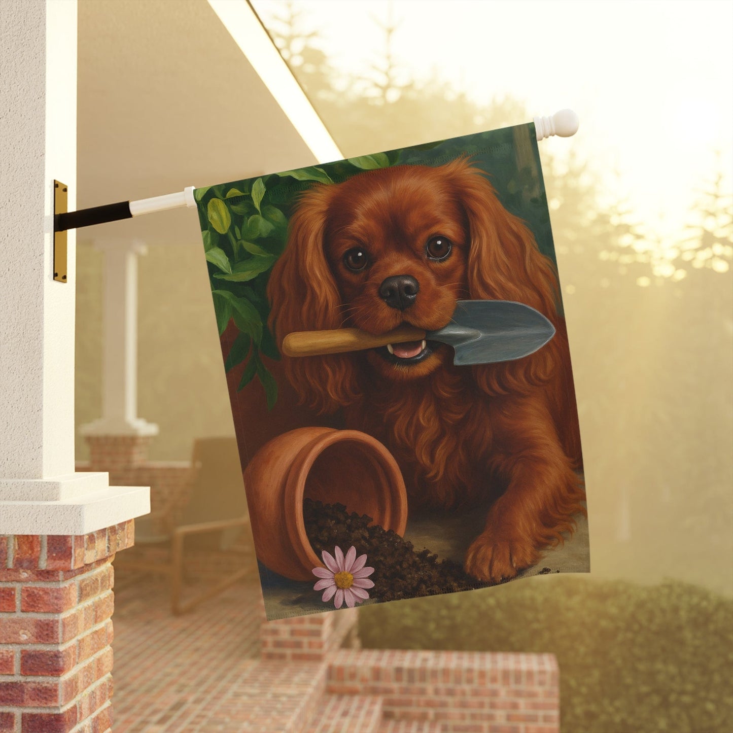 Ruby Cavalier Gardening Yard Flag