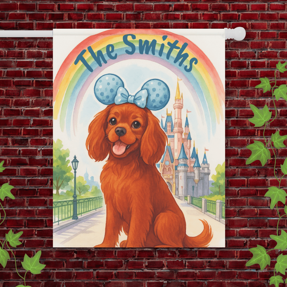 Printify Garden Flag 24.5'' × 32'' Ruby Cavalier King Charles Bulldog Magical Kingdom Garden Flag