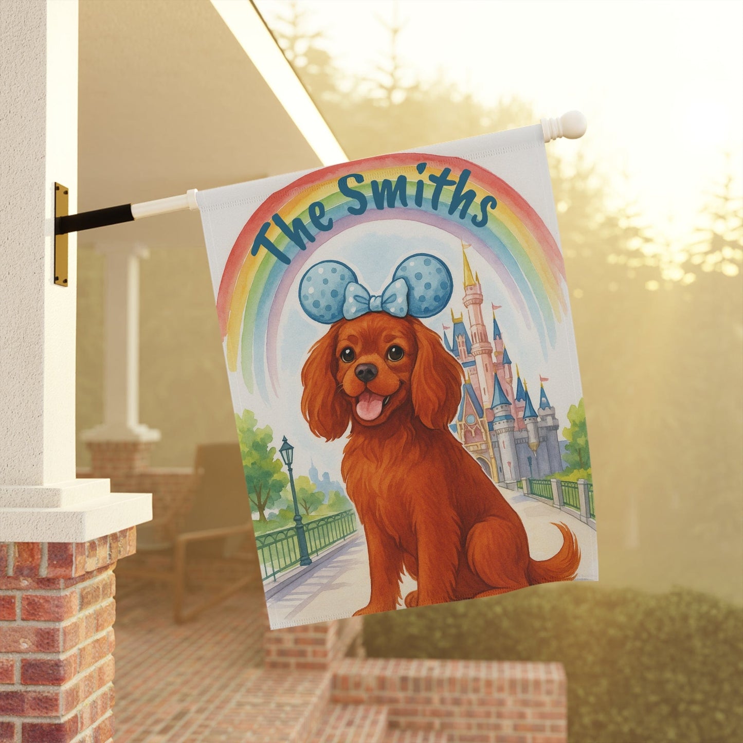 Printify Garden Flag Ruby Cavalier King Charles Bulldog Magical Kingdom Garden Flag