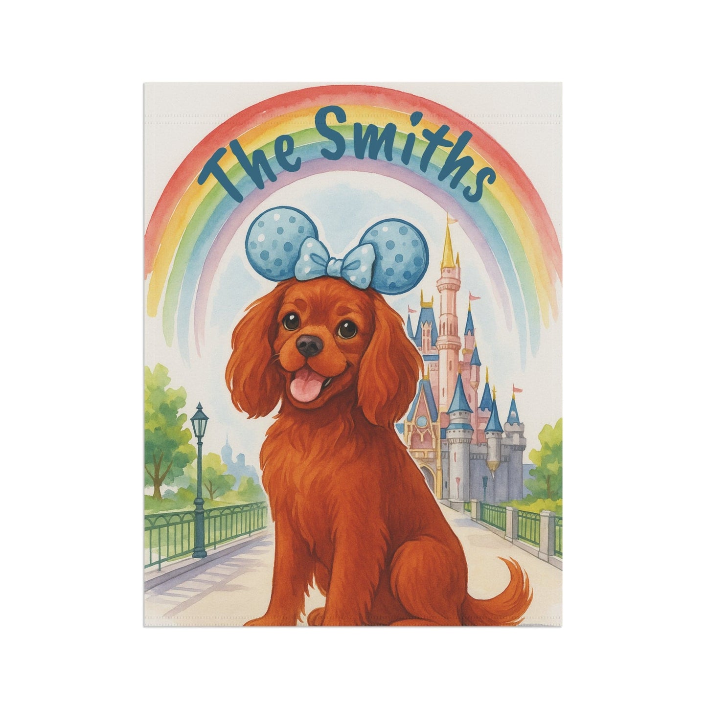 Printify Garden Flag Ruby Cavalier King Charles Bulldog Magical Kingdom Garden Flag
