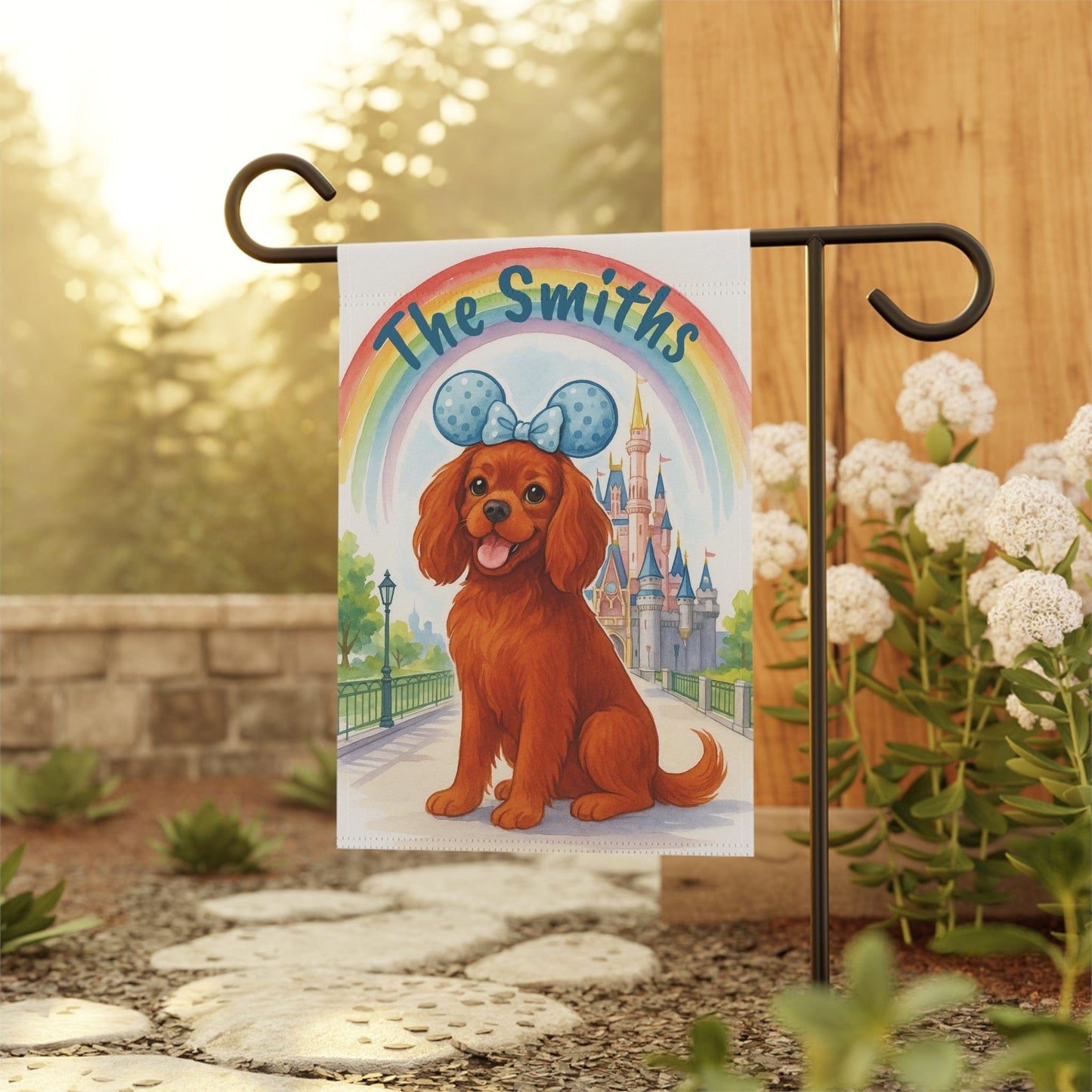 Printify Garden Flag Ruby Cavalier King Charles Bulldog Magical Kingdom Garden Flag
