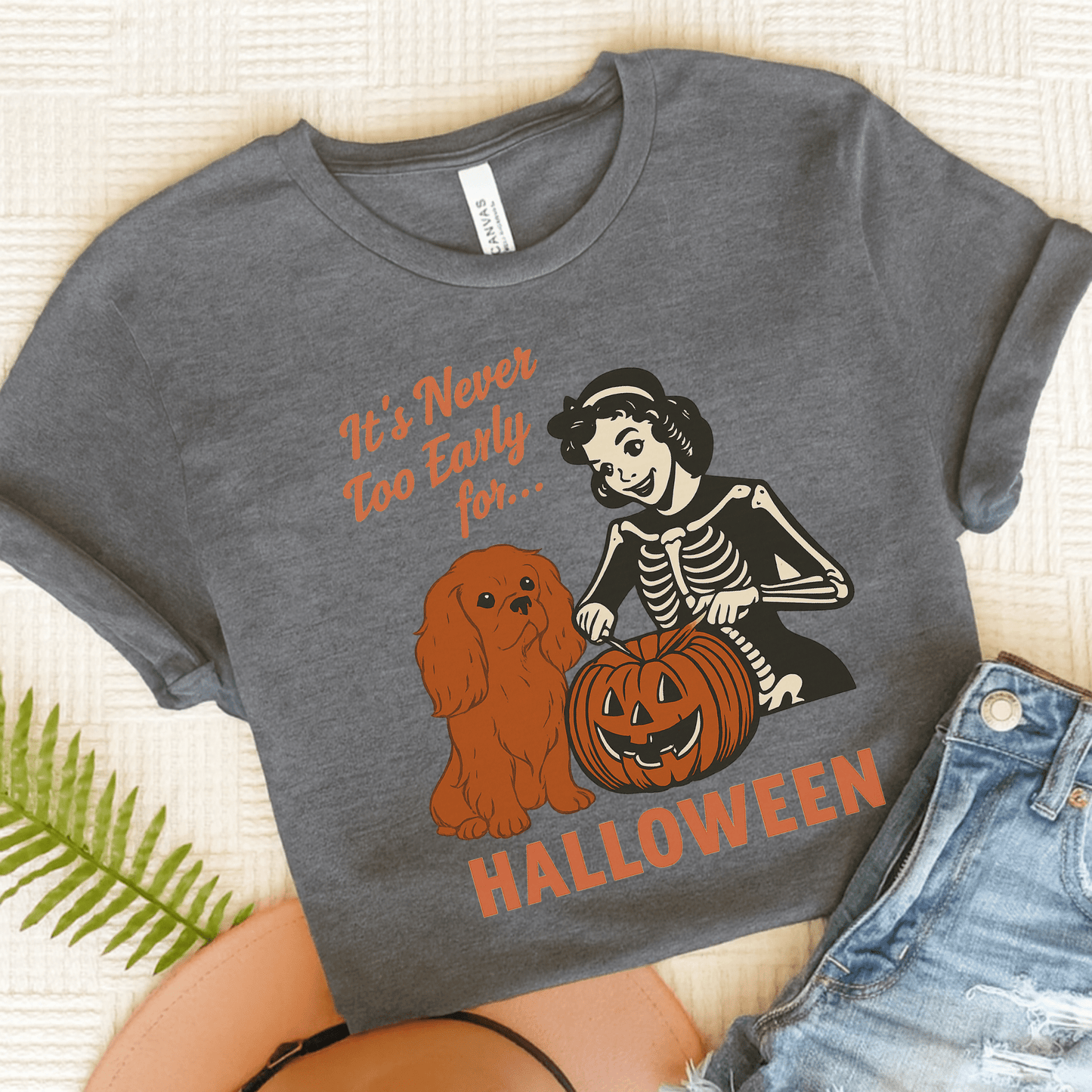 Printify T-Shirt Asphalt / S Ruby Cavalier King Charles Early Halloween TShirt