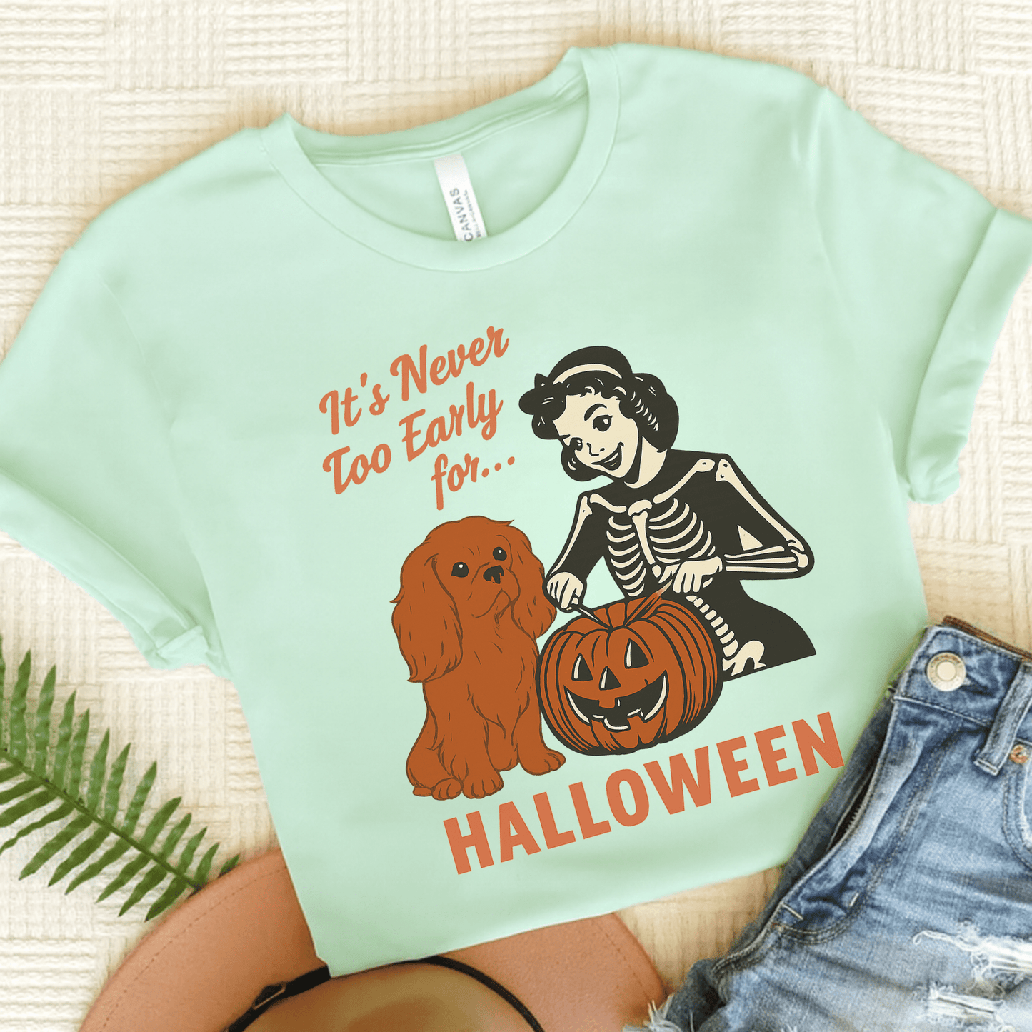 Printify T-Shirt Heather Mint / S Ruby Cavalier King Charles Early Halloween TShirt