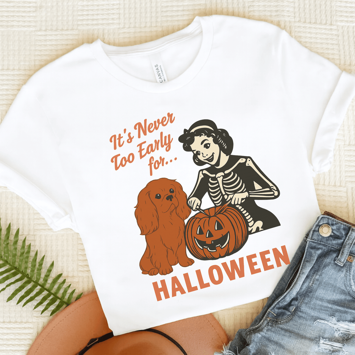 Printify T-Shirt White / S Ruby Cavalier King Charles Early Halloween TShirt
