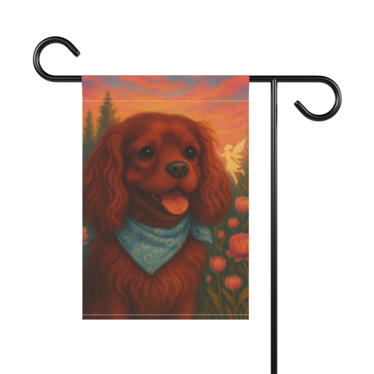 Printify Garden Flag Ruby Cavalier King Charles Fairy Garden Flag