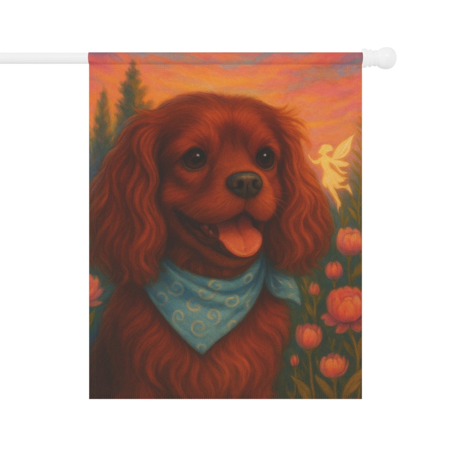 Printify Garden Flag Ruby Cavalier King Charles Fairy Garden Flag