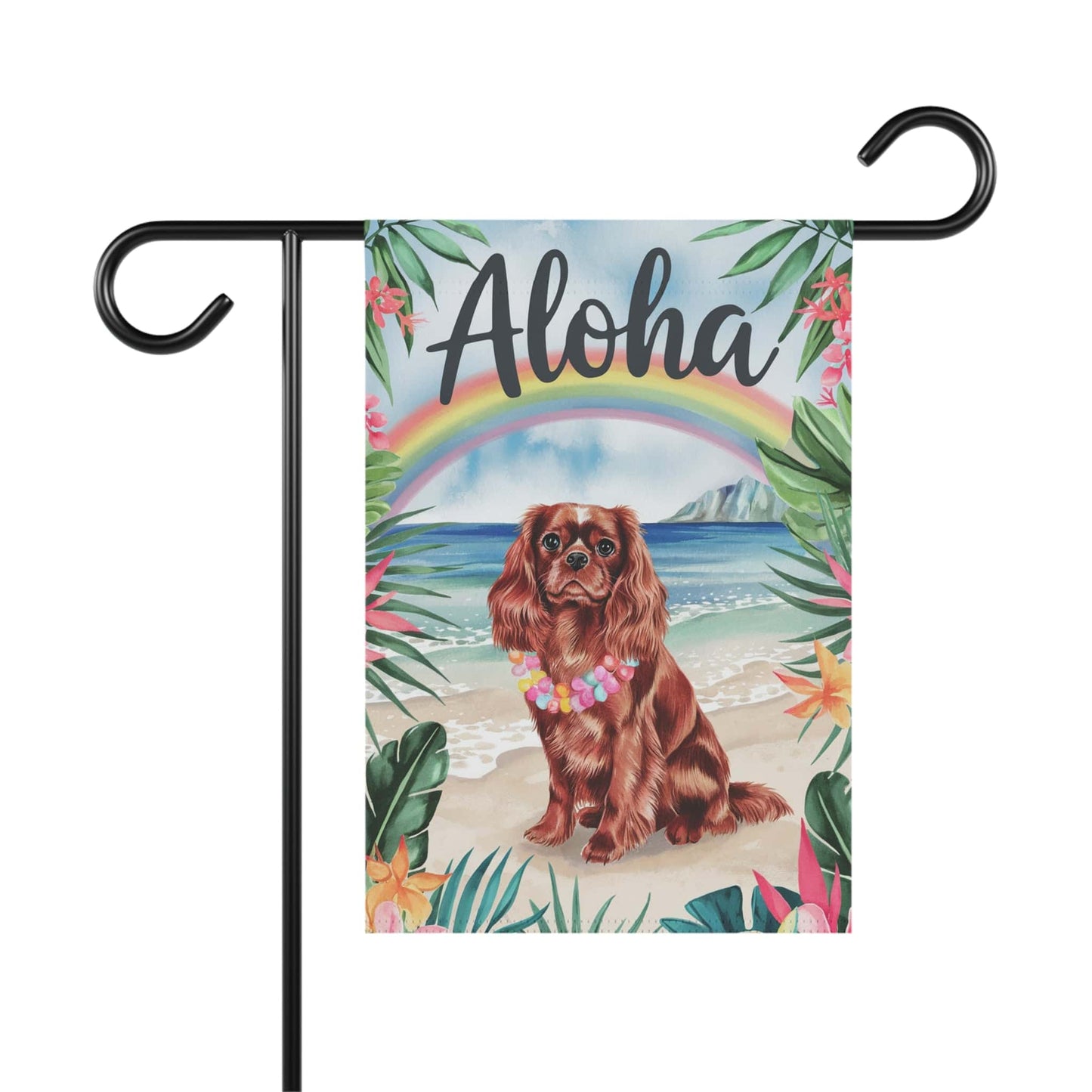 Printify Garden Flag Ruby Cavalier King Charles Hawaii Garden Flag