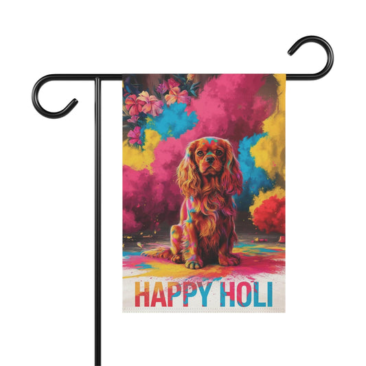 Ruby Cavalier King Charles Holi Festival Garden Flag