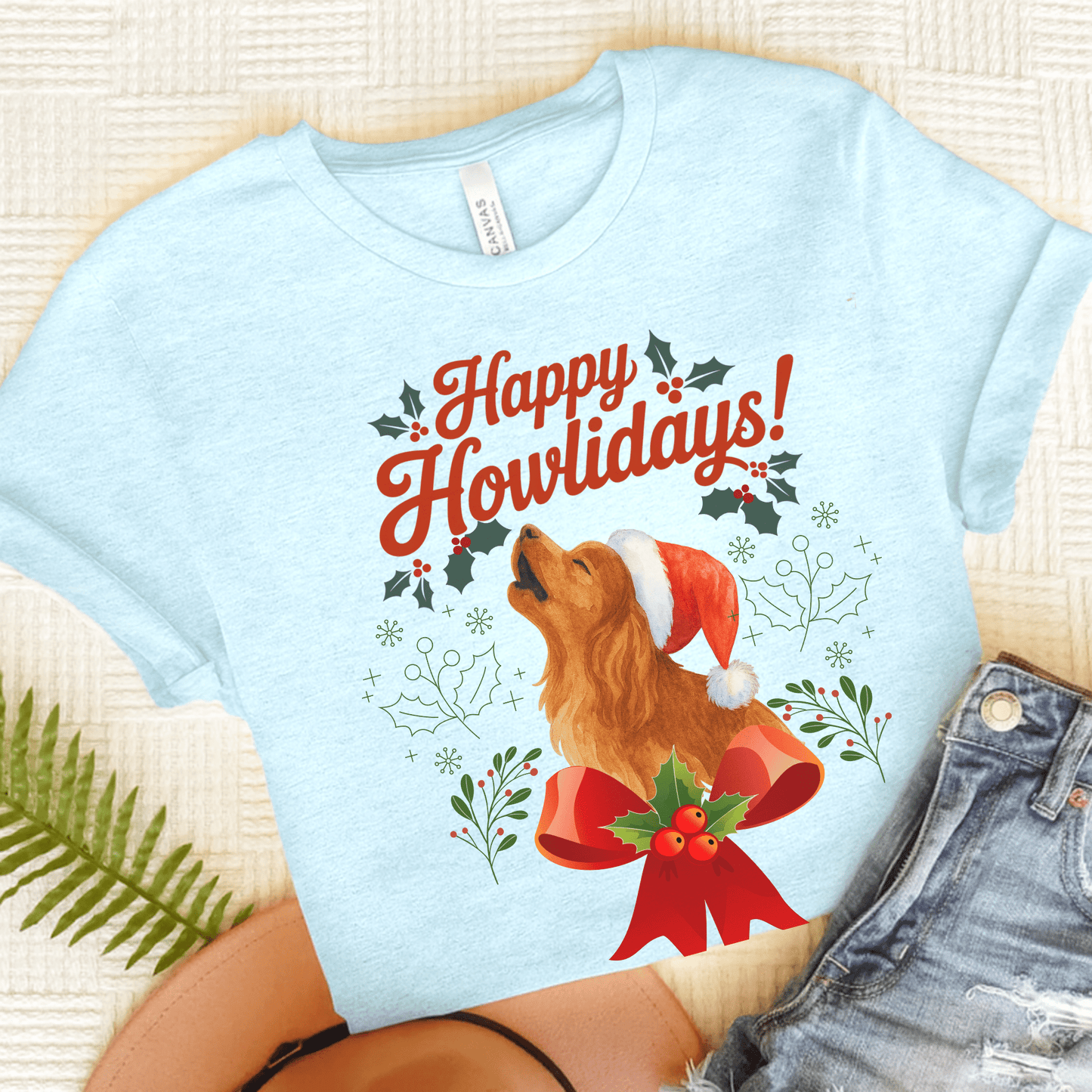 Printify T-Shirt Heather Ice Blue / S Ruby Cavalier King Charles Howlidays TShirt