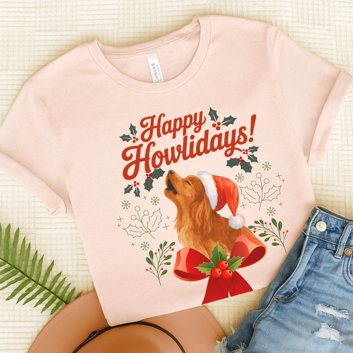 Printify T-Shirt Soft Pink / S Ruby Cavalier King Charles Howlidays TShirt
