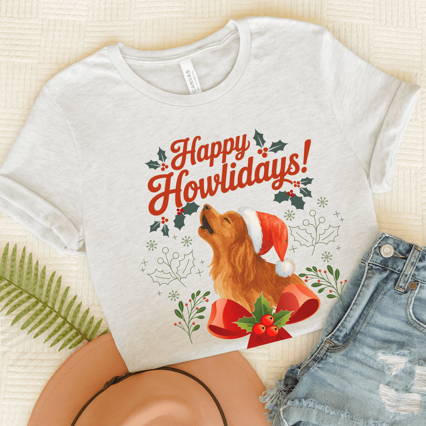 Printify T-Shirt Ash / S Ruby Cavalier King Charles Howlidays TShirt