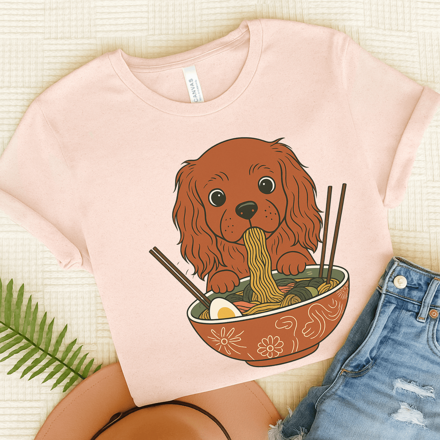 Printify T-Shirt Soft Pink / S Ruby Cavalier King Charles Ramen TShirt