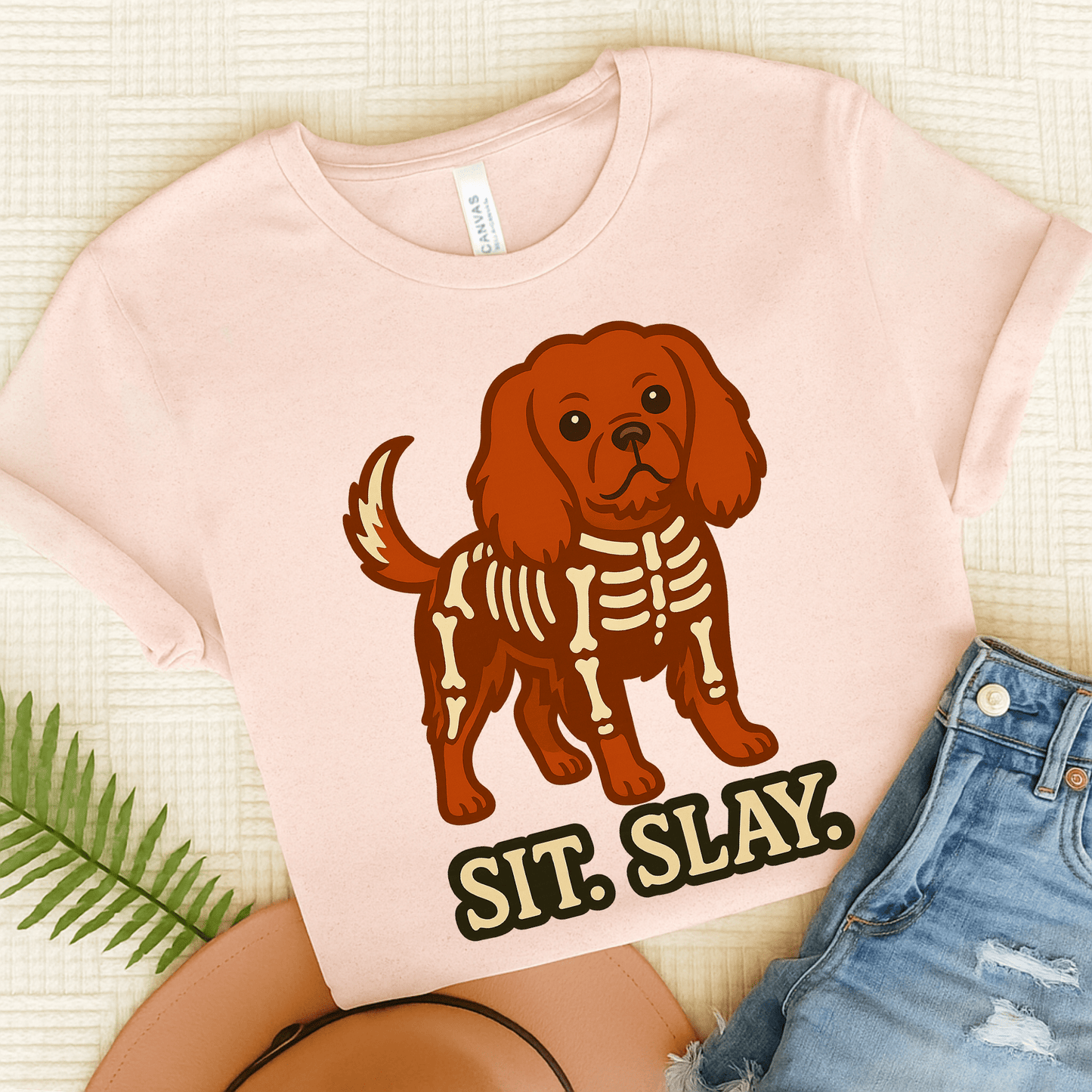 Printify T-Shirt Soft Pink / S Ruby Cavalier King Charles Stay. Slay. Halloween TShirt
