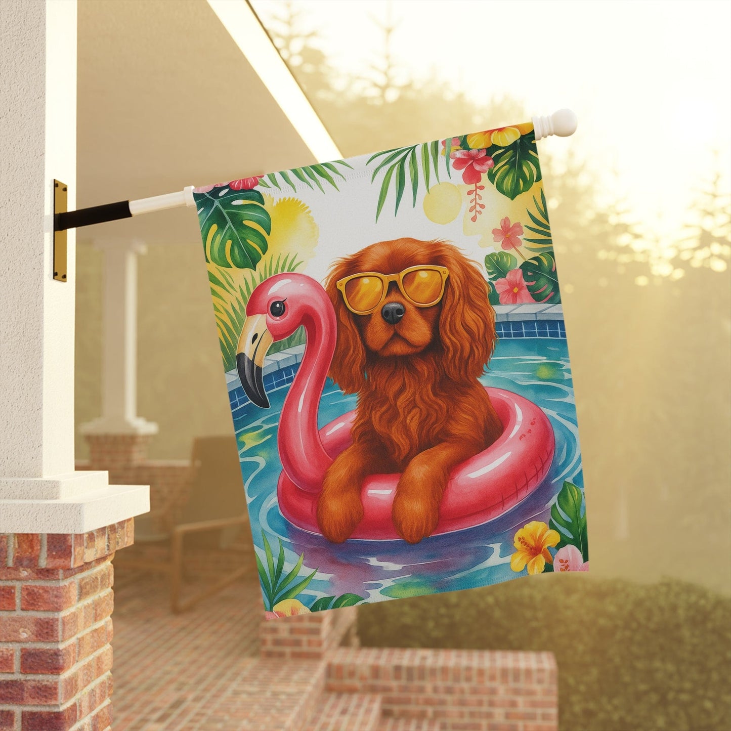 Ruby Cavalier Pool Garden Flag