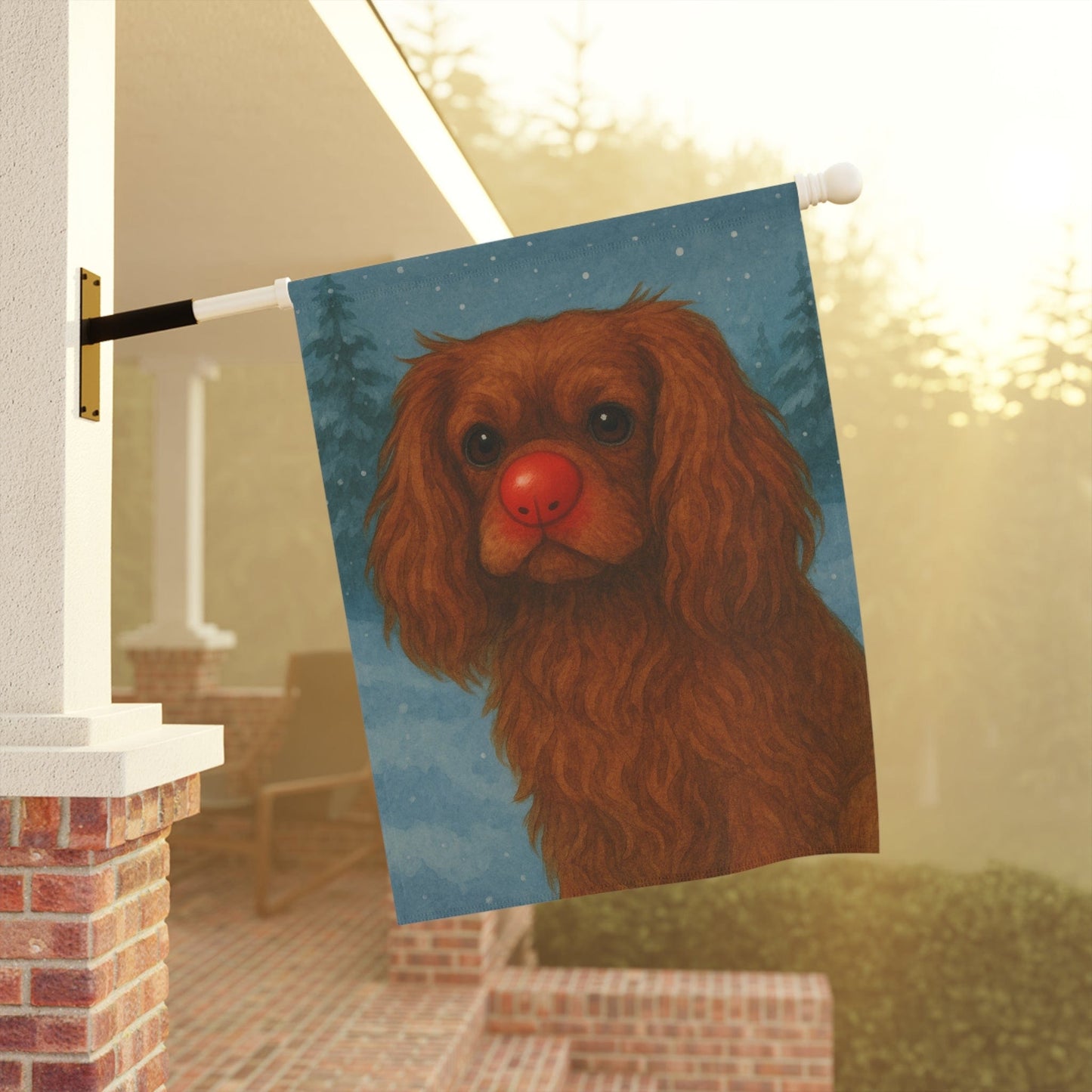 Ruby Cavalier Reindeer Garden Flag