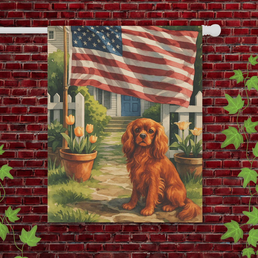 Printify Garden Flag 24.5'' × 32'' Ruby King Charles Cavalier American Garden Flag