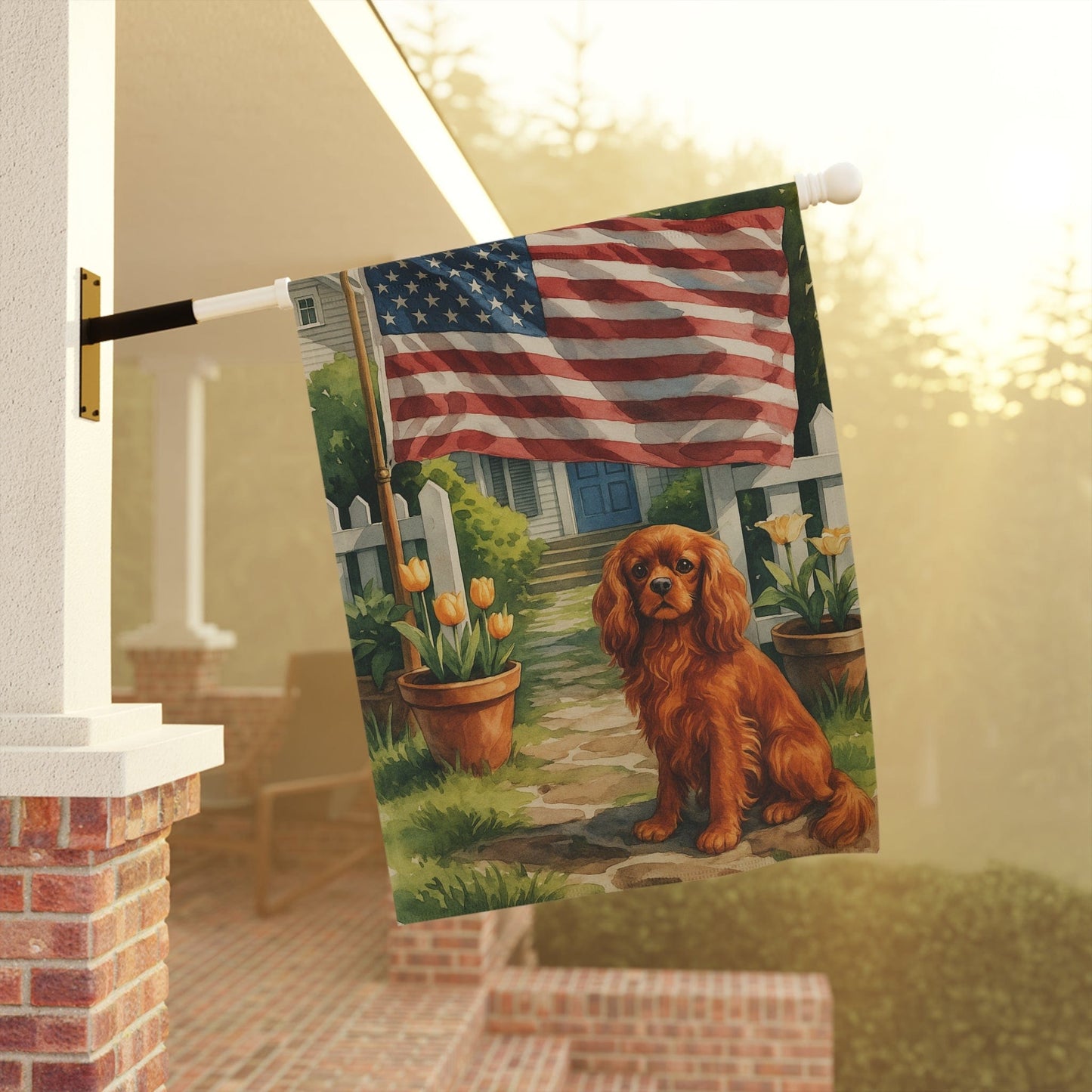 Printify Garden Flag Ruby King Charles Cavalier American Garden Flag