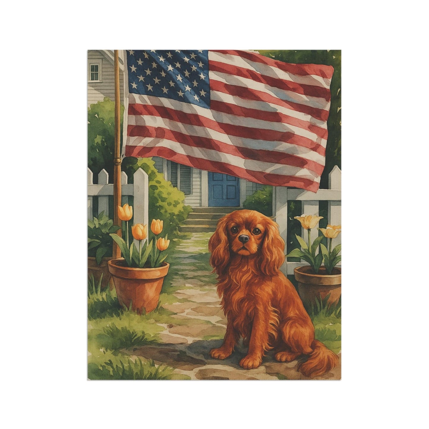 Printify Garden Flag Ruby King Charles Cavalier American Garden Flag