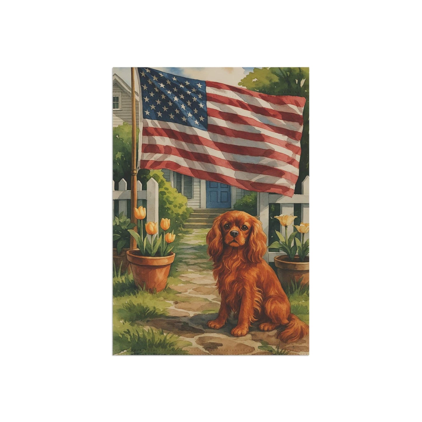 Printify Garden Flag Ruby King Charles Cavalier American Garden Flag