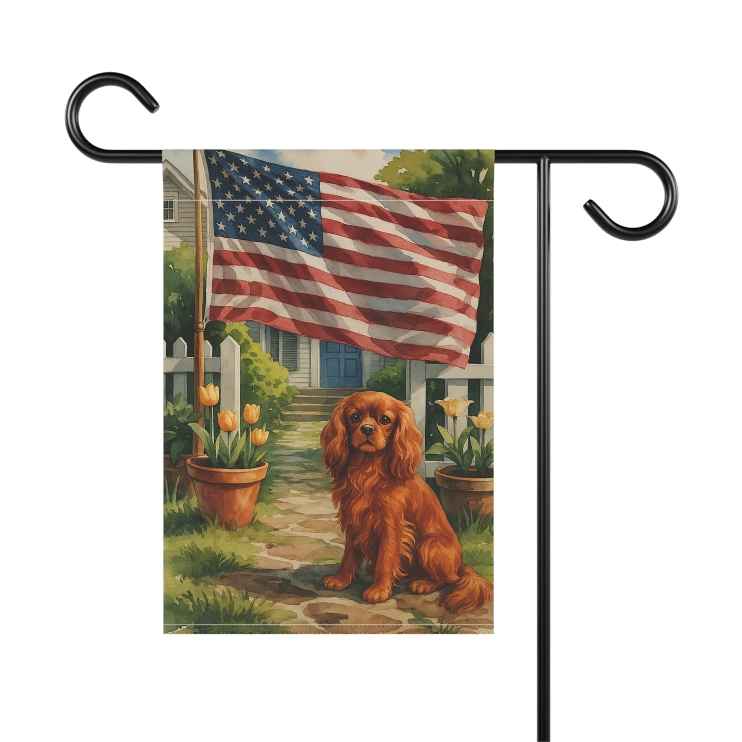 Printify Garden Flag Ruby King Charles Cavalier American Garden Flag