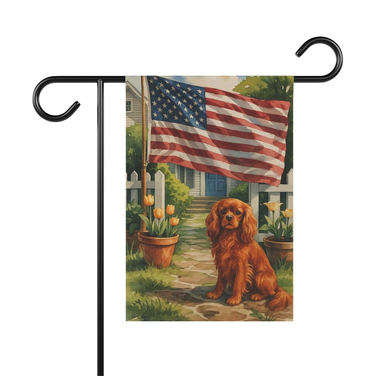 Printify Garden Flag Ruby King Charles Cavalier American Garden Flag