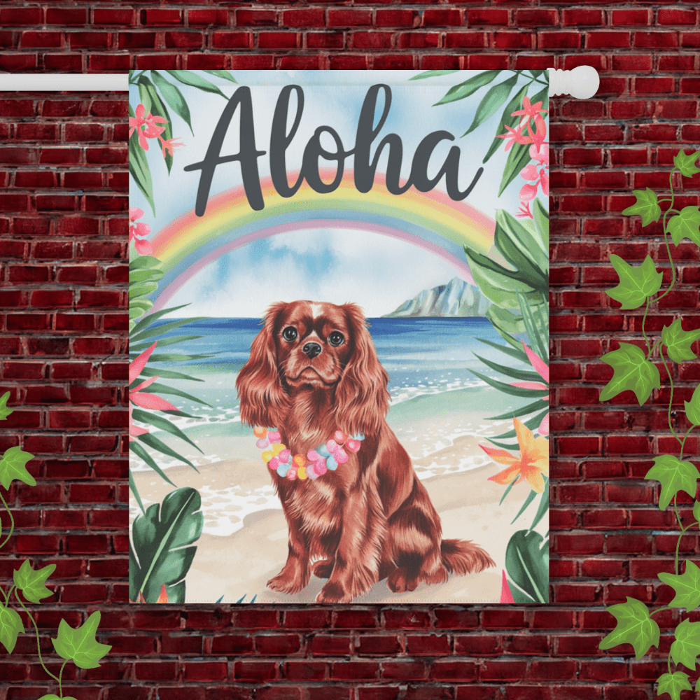 Printify Garden Flag 24.5'' × 32'' Ruby King Charles Cavalier Hawaii Garden Flag
