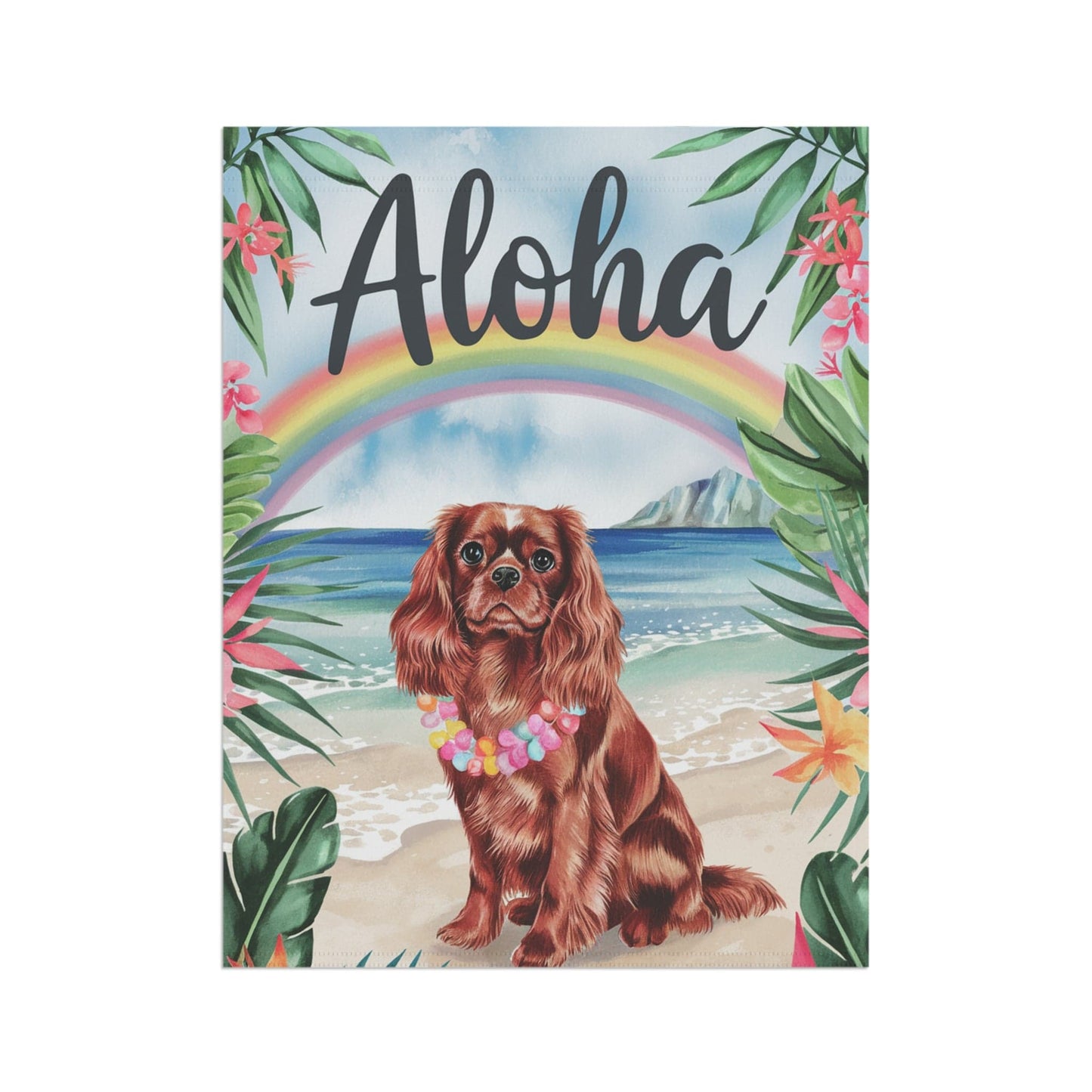 Printify Garden Flag Ruby King Charles Cavalier Hawaii Garden Flag