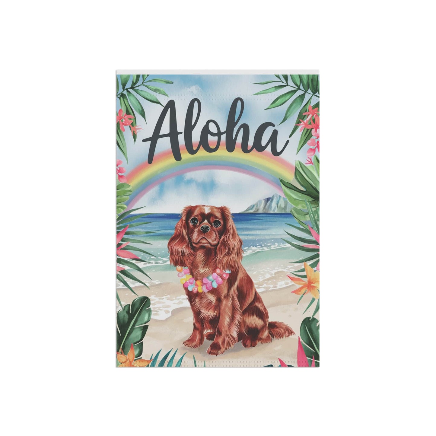 Printify Garden Flag Ruby King Charles Cavalier Hawaii Garden Flag