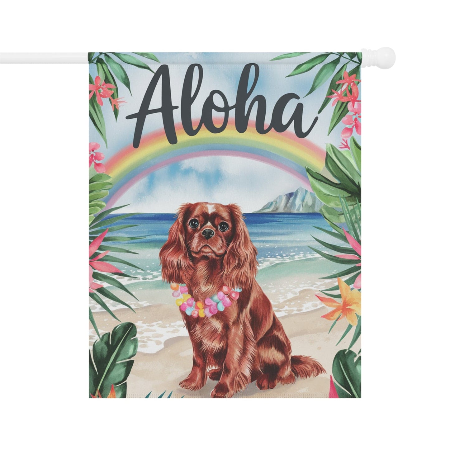 Printify Garden Flag Ruby King Charles Cavalier Hawaii Garden Flag