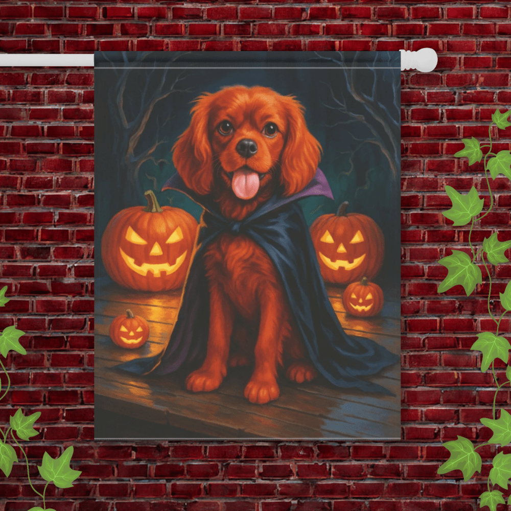 Printify Garden Flag 24.5'' × 32'' Ruby King Charles Halloween Yard Flag