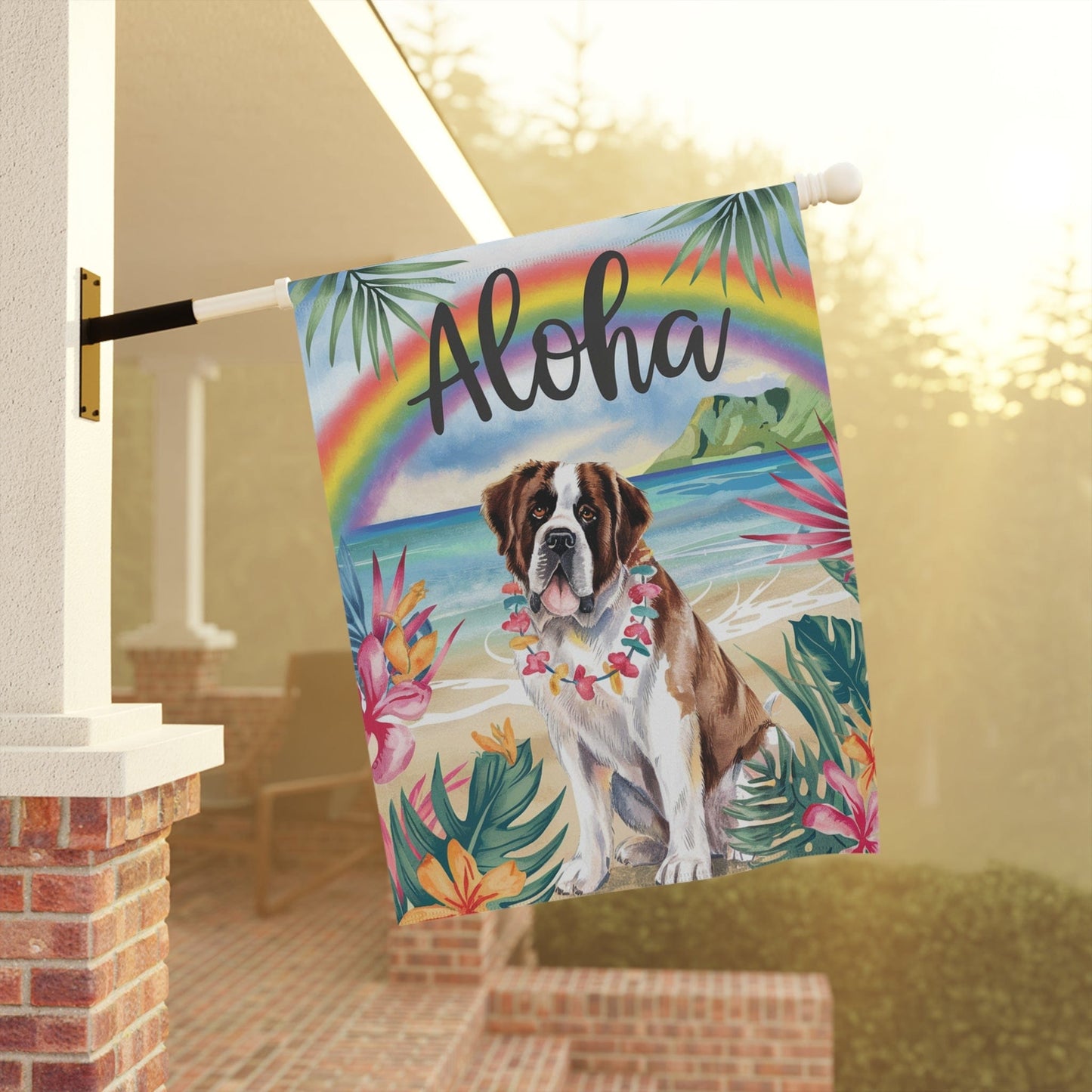 Printify Garden Flag Saint Bernard Aloha Garden Flag