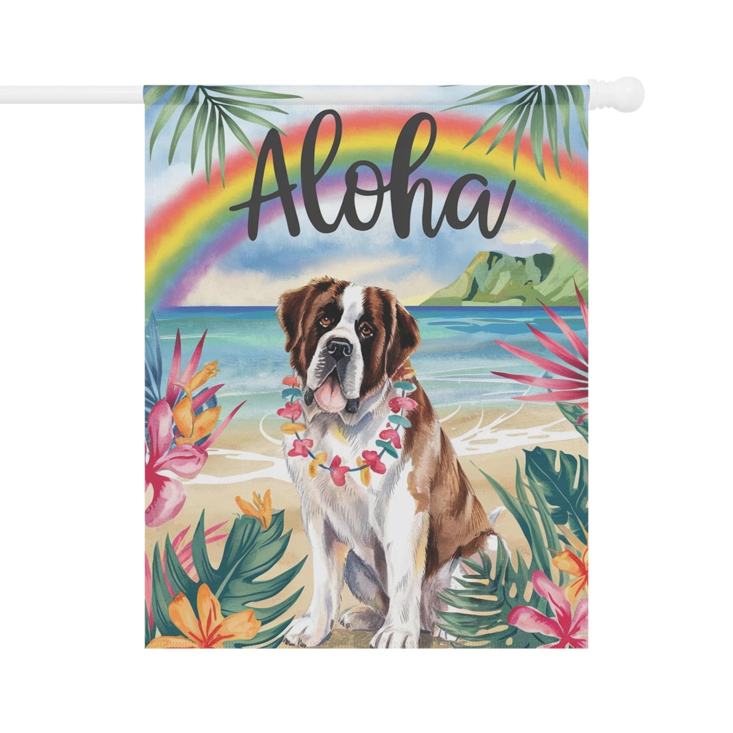 Printify Garden Flag Saint Bernard Aloha Garden Flag