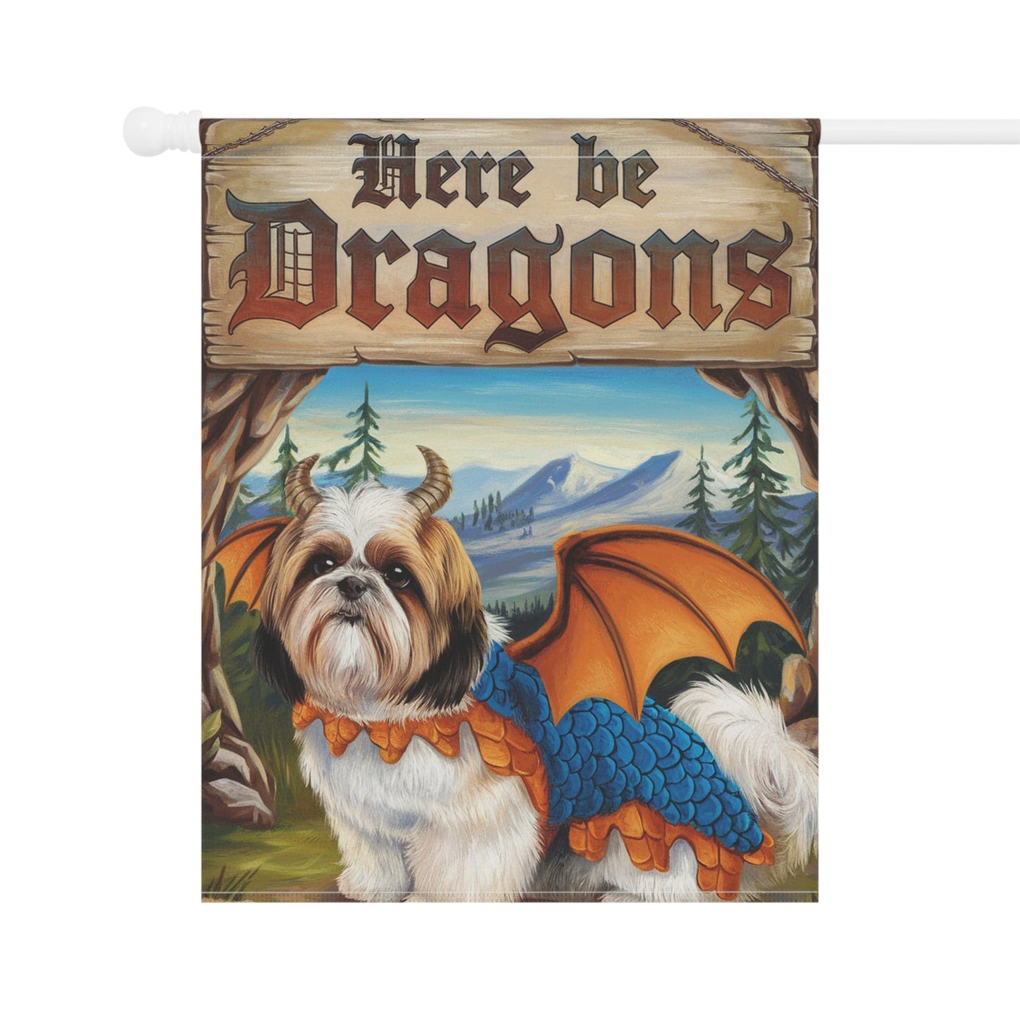 Printify Home Decor Shih Tzu Dog Dragon, Garden Flag, Fantasy Pet Adventure, Yard Spring Decor, Housewarming Halloween