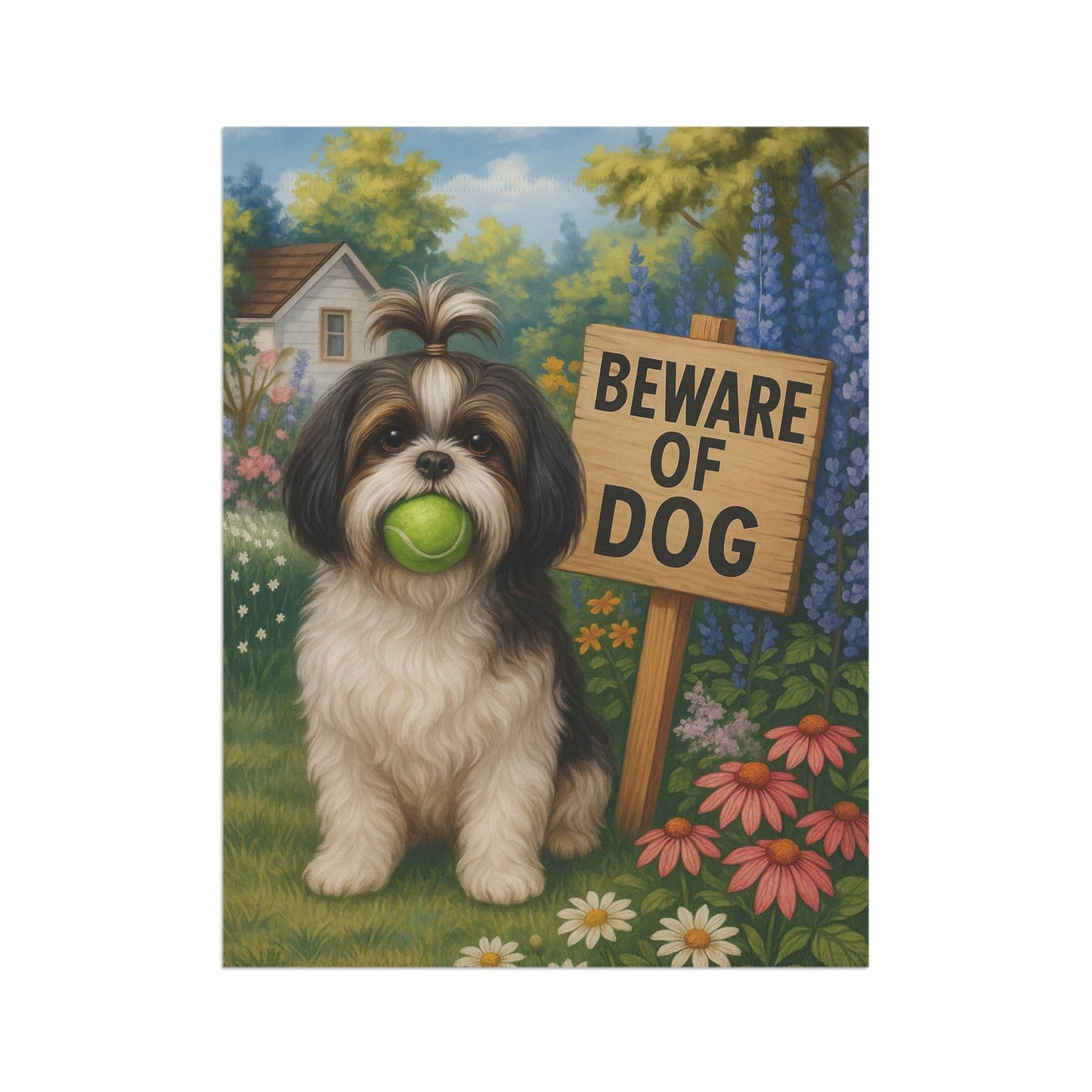 Printify Garden Flag Shih Tzu Funny Beware Garden Flag