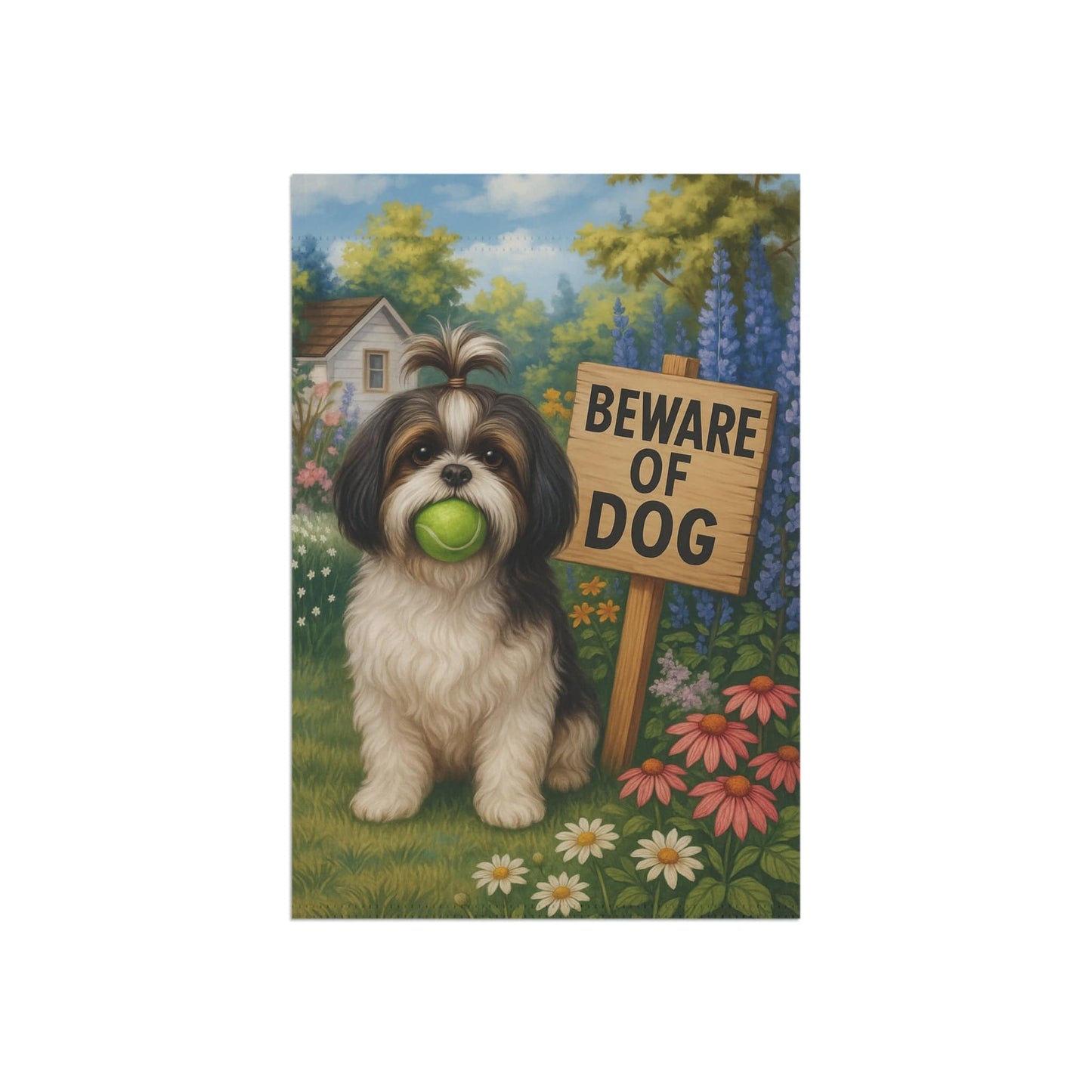 Printify Garden Flag Shih Tzu Funny Beware Garden Flag